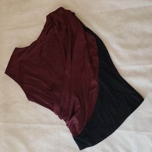 Katherine Barclay Satin Sleeveless Top Shirt Black Red Women's XS Extra Small